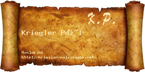 Kriegler Pál névjegykártya